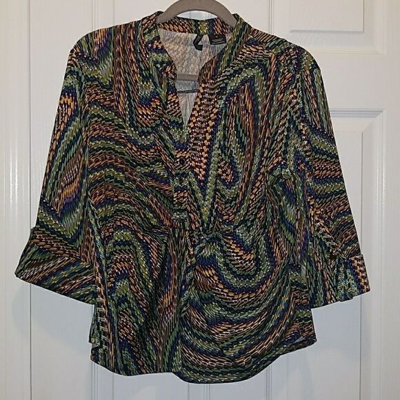 New Direction Petite printed cuff top Sz. PL - Picture 1 of 6